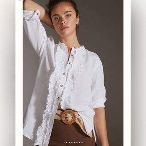 Anthropologie Pilcro Ruffled Placket Shirt XS NWT